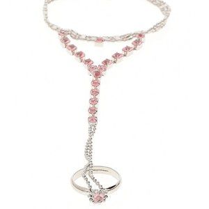 Last One! PINK CRYSTAL Silver bracelet + ring NEW